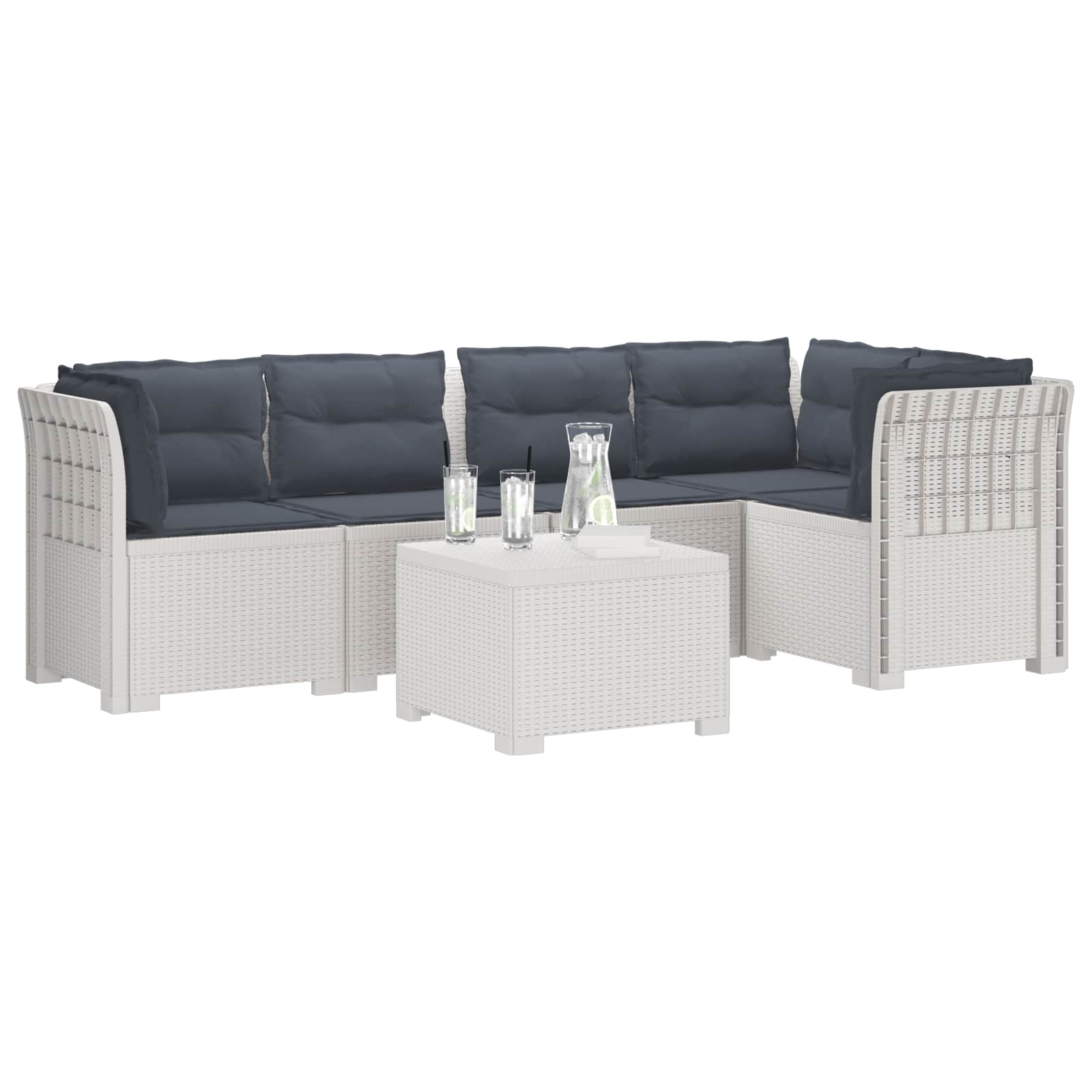 vidaXL 5-osobowa sofa ogrodowa z poduszkami w stylu rattanowym PP