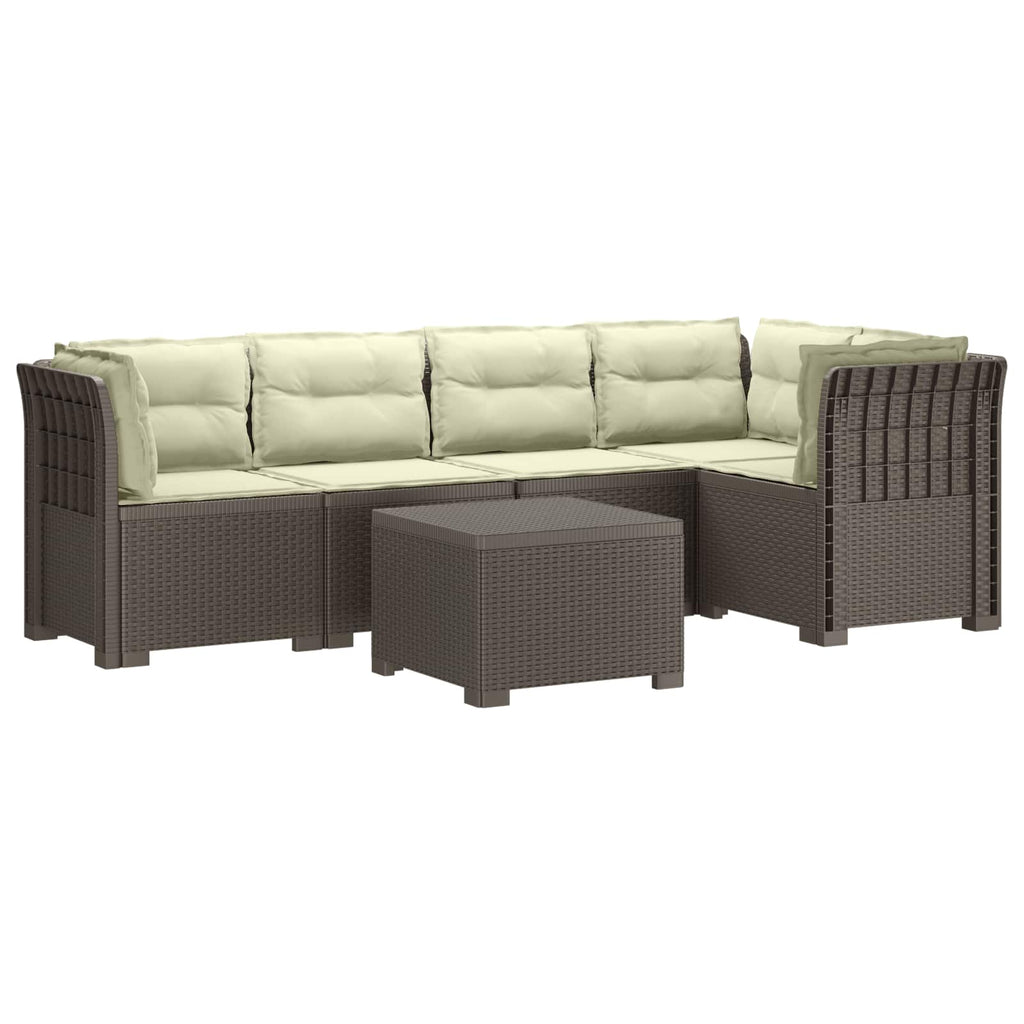 vidaXL 5-osobowa sofa ogrodowa z poduszkami w stylu rattanowym PP
