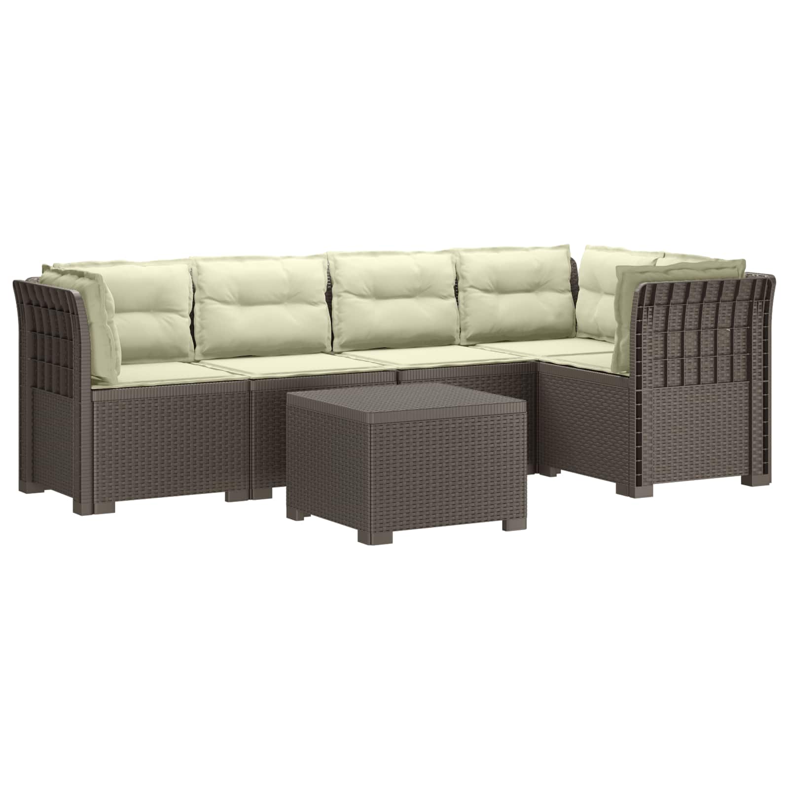 vidaXL 5-osobowa sofa ogrodowa z poduszkami w stylu rattanowym PP