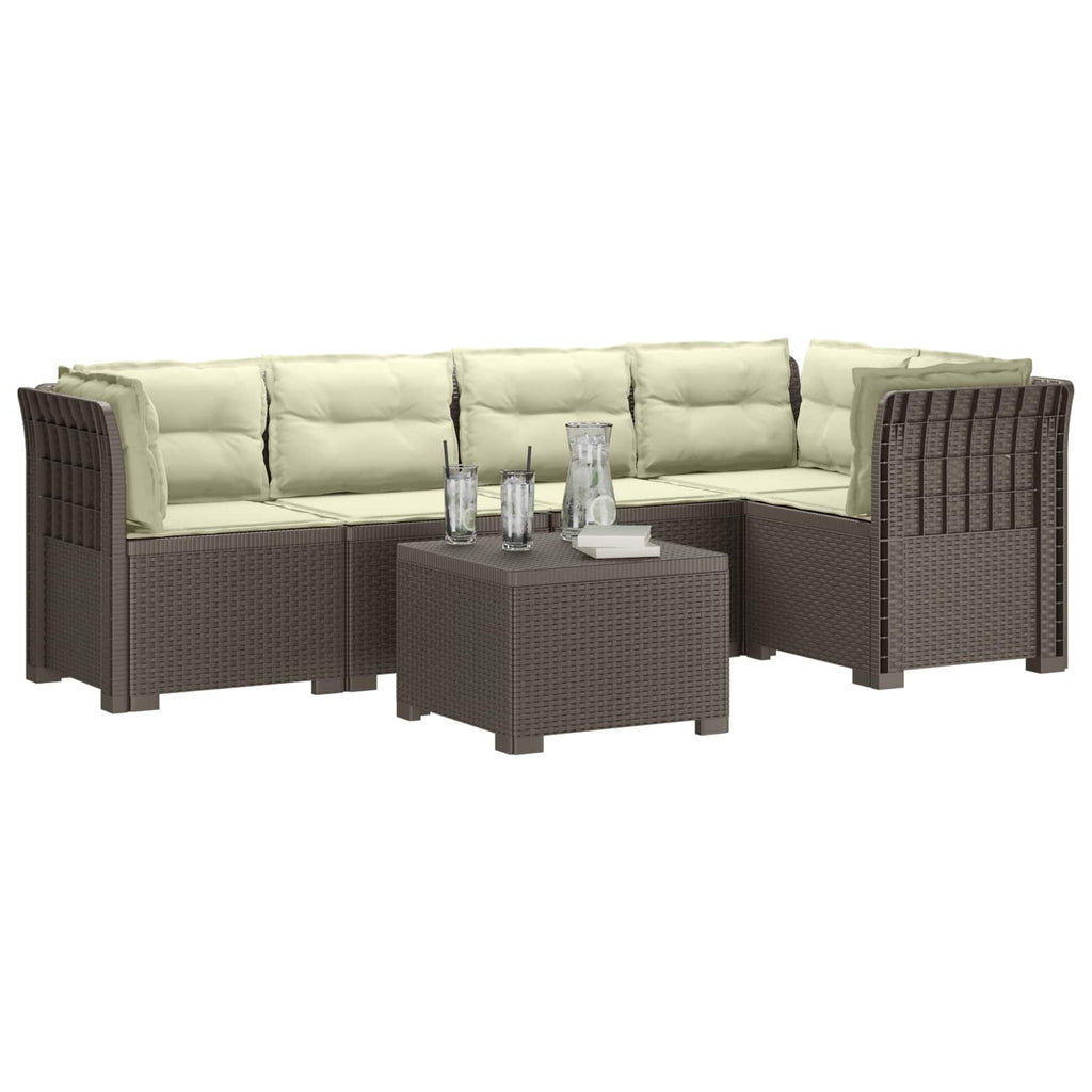 vidaXL 5-osobowa sofa ogrodowa z poduszkami w stylu rattanowym PP