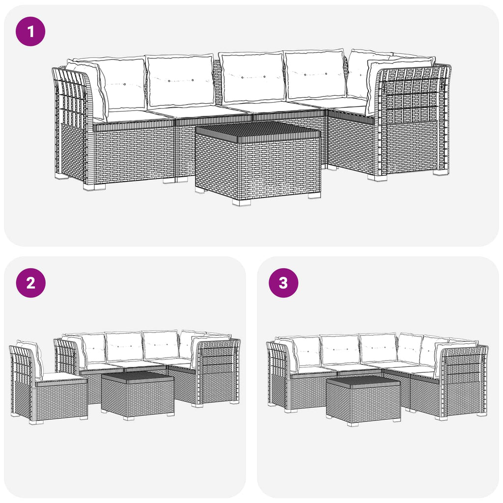 vidaXL 5-osobowa sofa ogrodowa z poduszkami w stylu rattanowym PP
