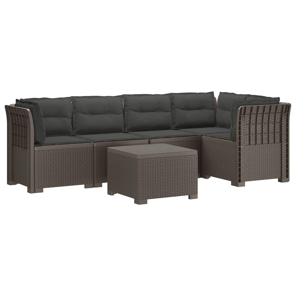 vidaXL 5-osobowa sofa ogrodowa z poduszkami w stylu rattanowym PP