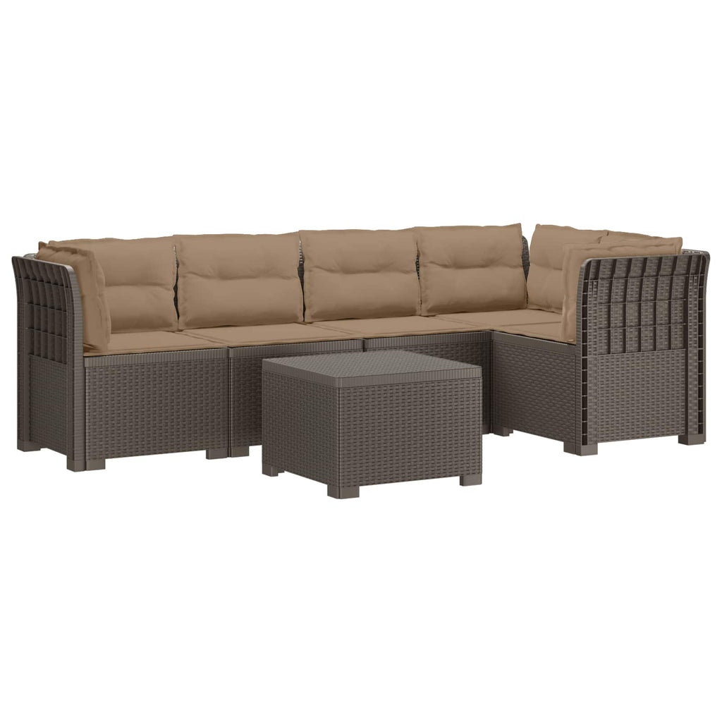 vidaXL 5-osobowa sofa ogrodowa z poduszkami w stylu rattanowym PP
