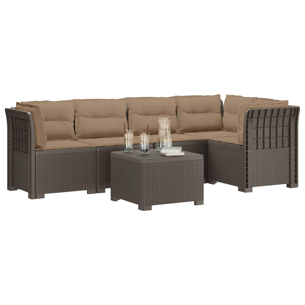 vidaXL 5-osobowa sofa ogrodowa z poduszkami w stylu rattanowym PP