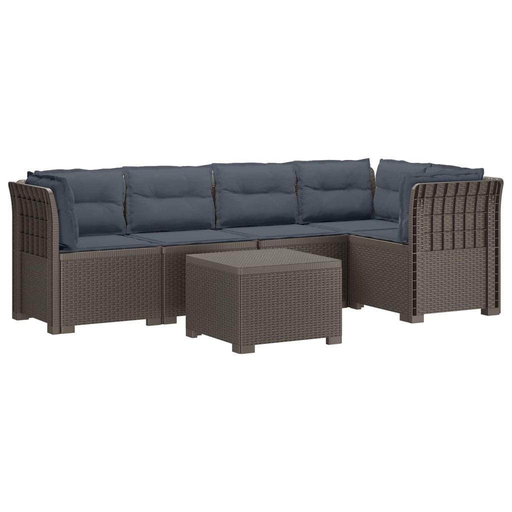 vidaXL 5-osobowa sofa ogrodowa z poduszkami w stylu rattanowym PP