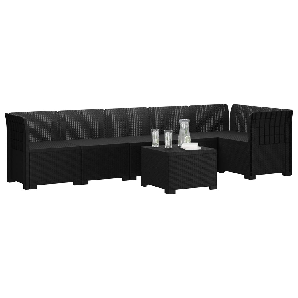 vidaXL Sofa Ogrodowa 6-osobowa w Wyglądzie Rattanu PP antracytowy