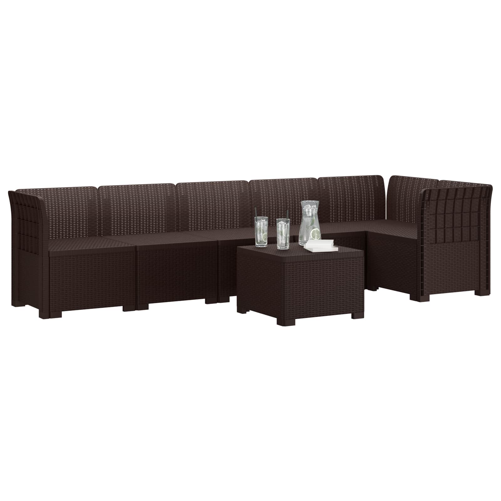 vidaXL Sofa Ogrodowa 6-osobowa w Wyglądzie Rattanu PP brązowy