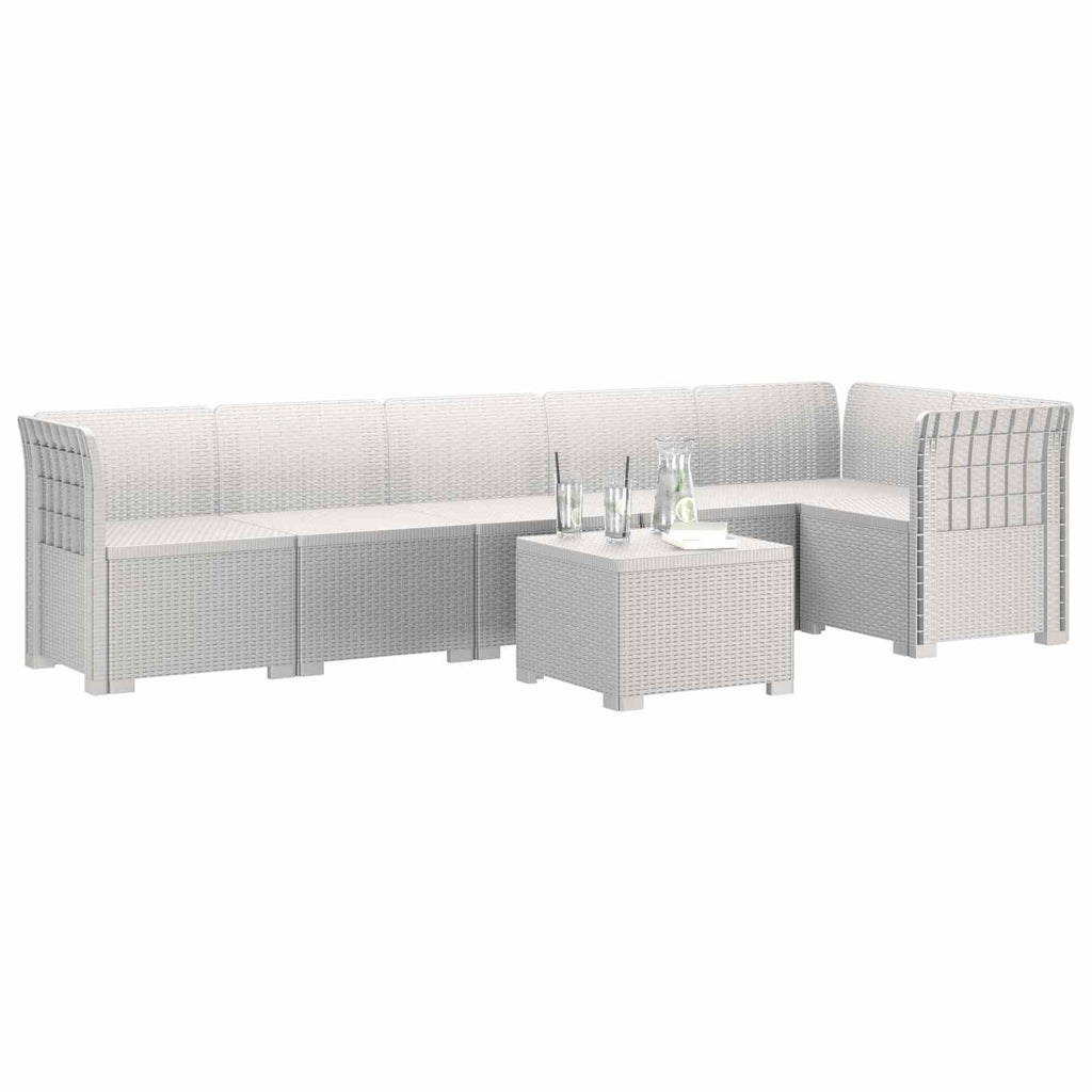vidaXL Sofa Ogrodowa 6-osobowa w Wyglądzie Rattanu PP Biały