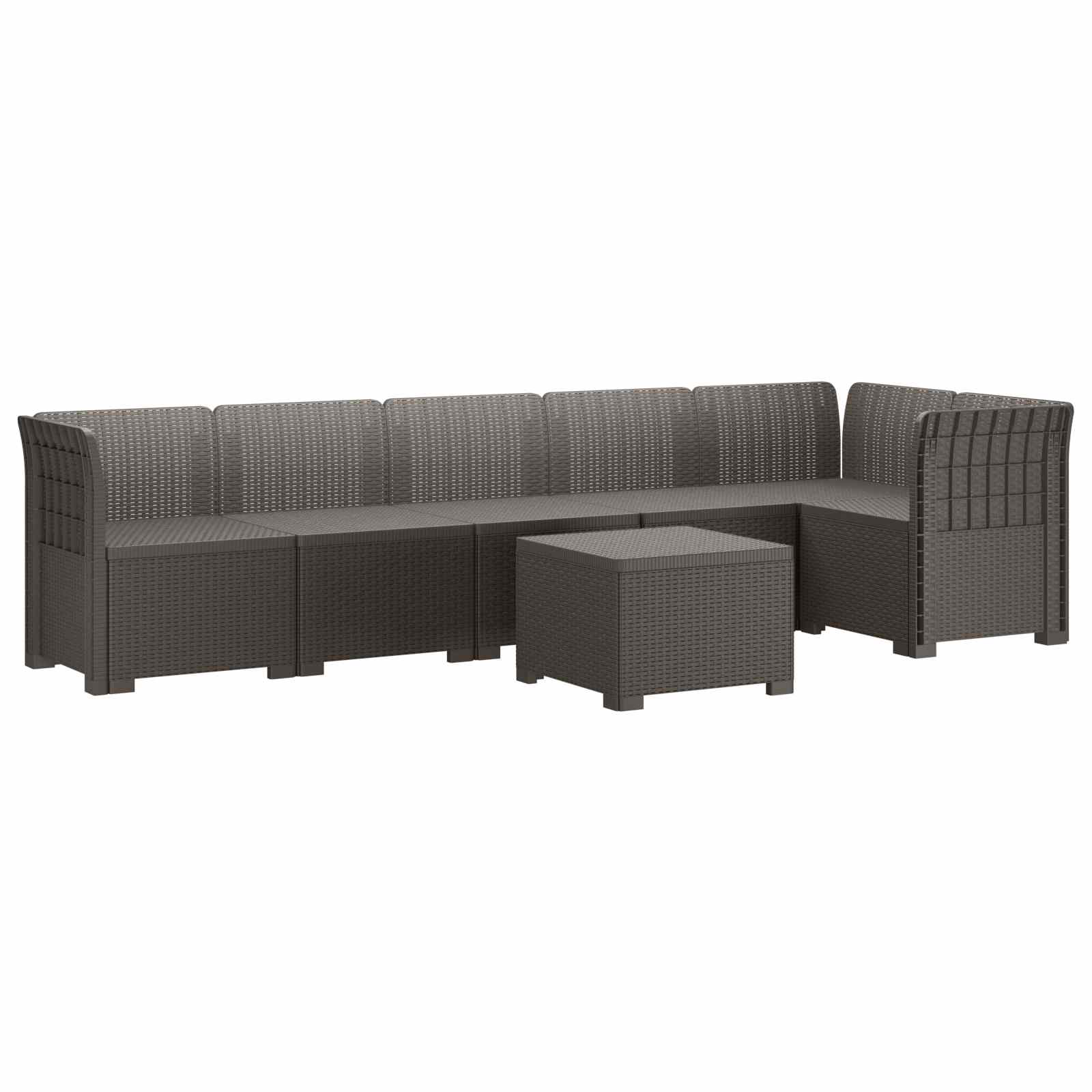 vidaXL Sofa Ogrodowa 6-osobowa w Wyglądzie Rattanu PP jasnoszary