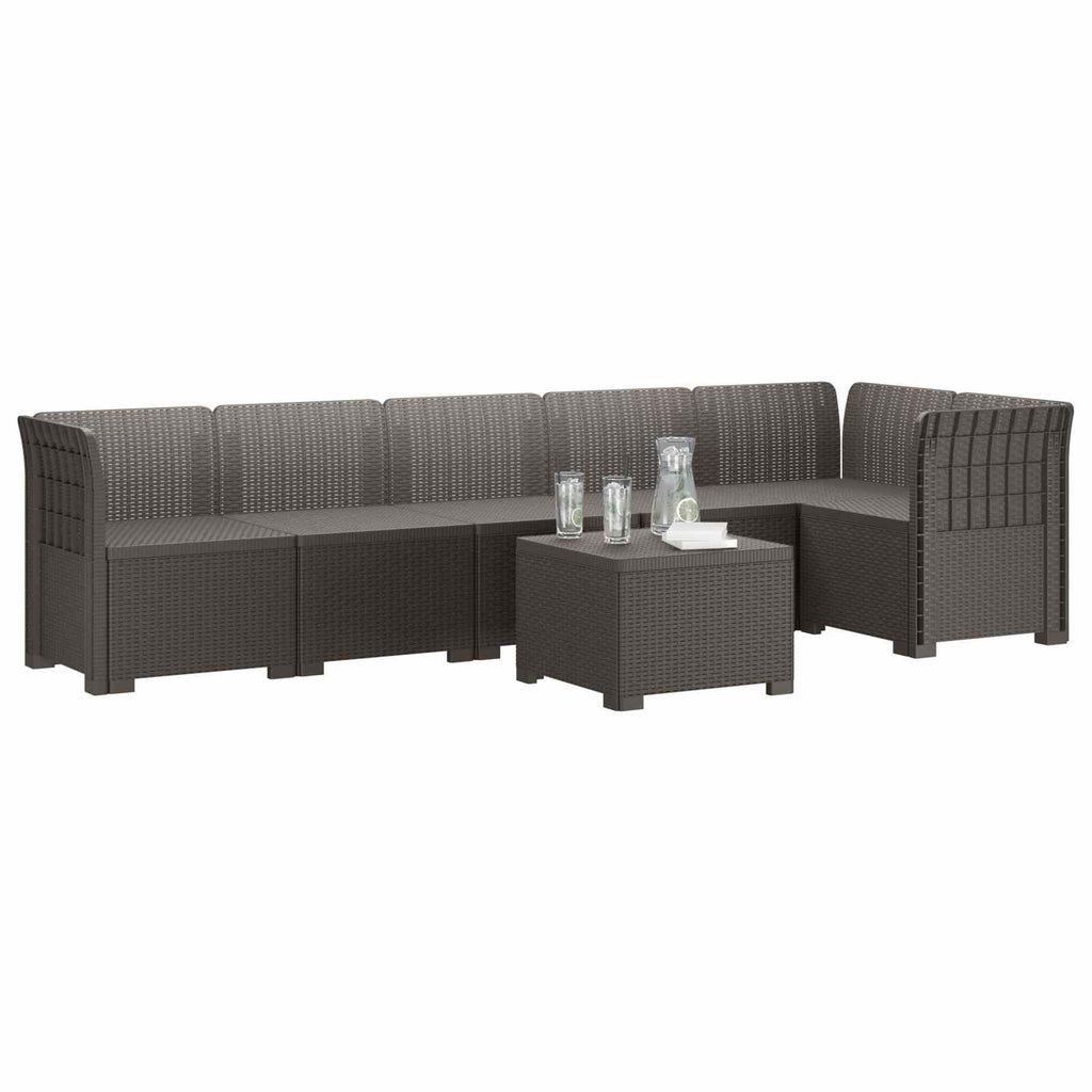vidaXL Sofa Ogrodowa 6-osobowa w Wyglądzie Rattanu PP jasnoszary