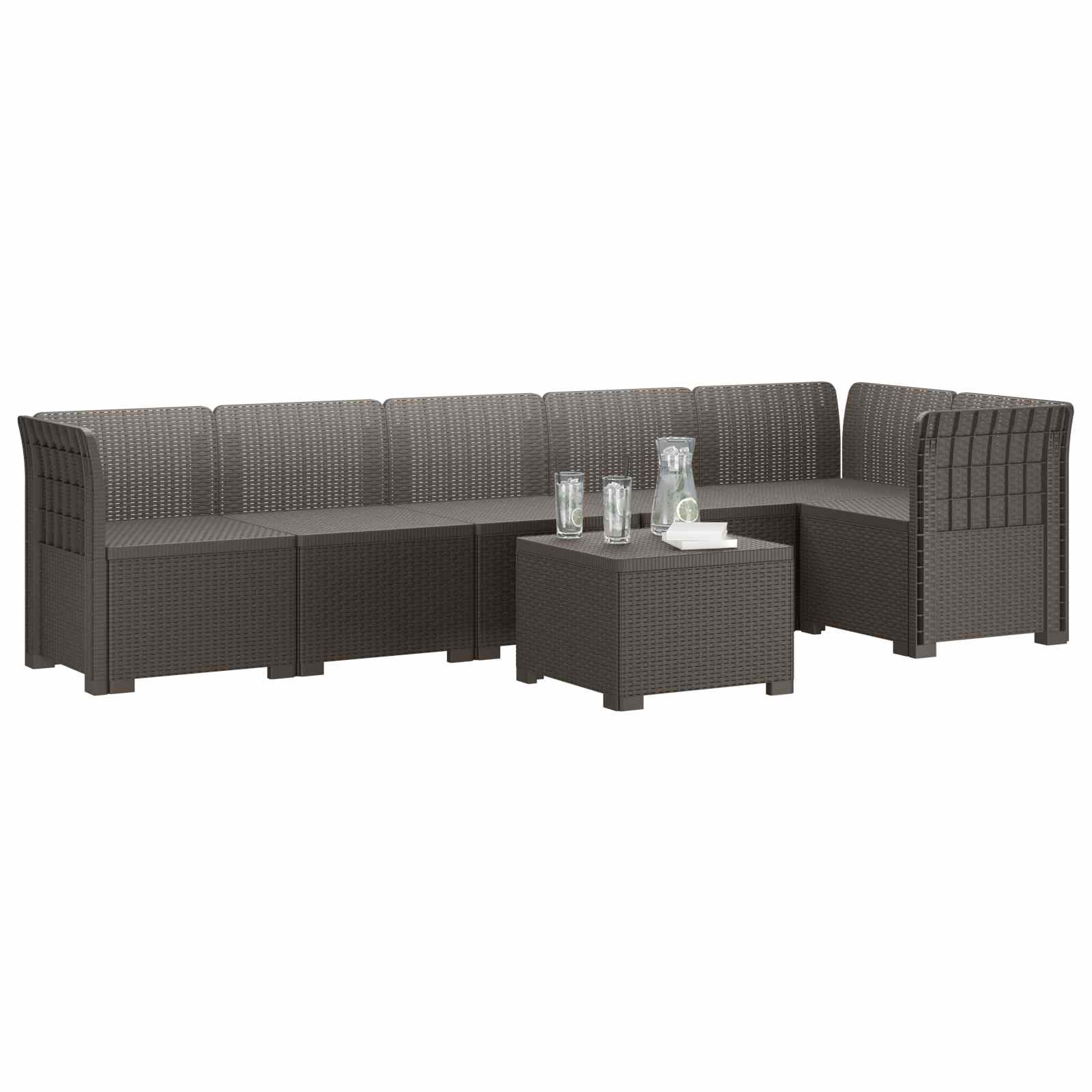 vidaXL Sofa Ogrodowa 6-osobowa w Wyglądzie Rattanu PP jasnoszary