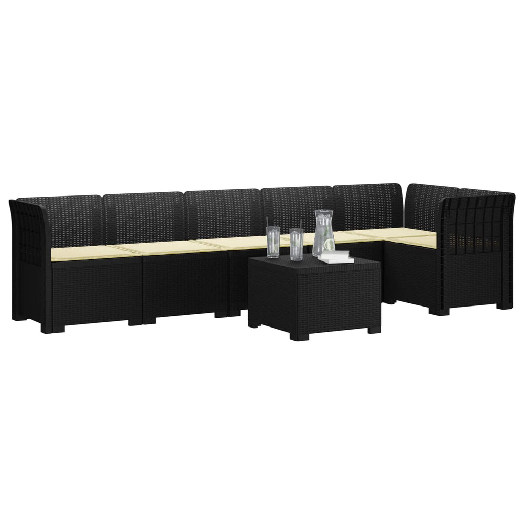vidaXL Sofa Ogrodowa 6-osobowa z Poduszkami w Wyglądzie Rattanu PP