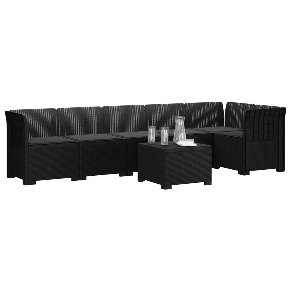 vidaXL Sofa Ogrodowa 6-osobowa z Poduszkami w Wyglądzie Rattanu PP