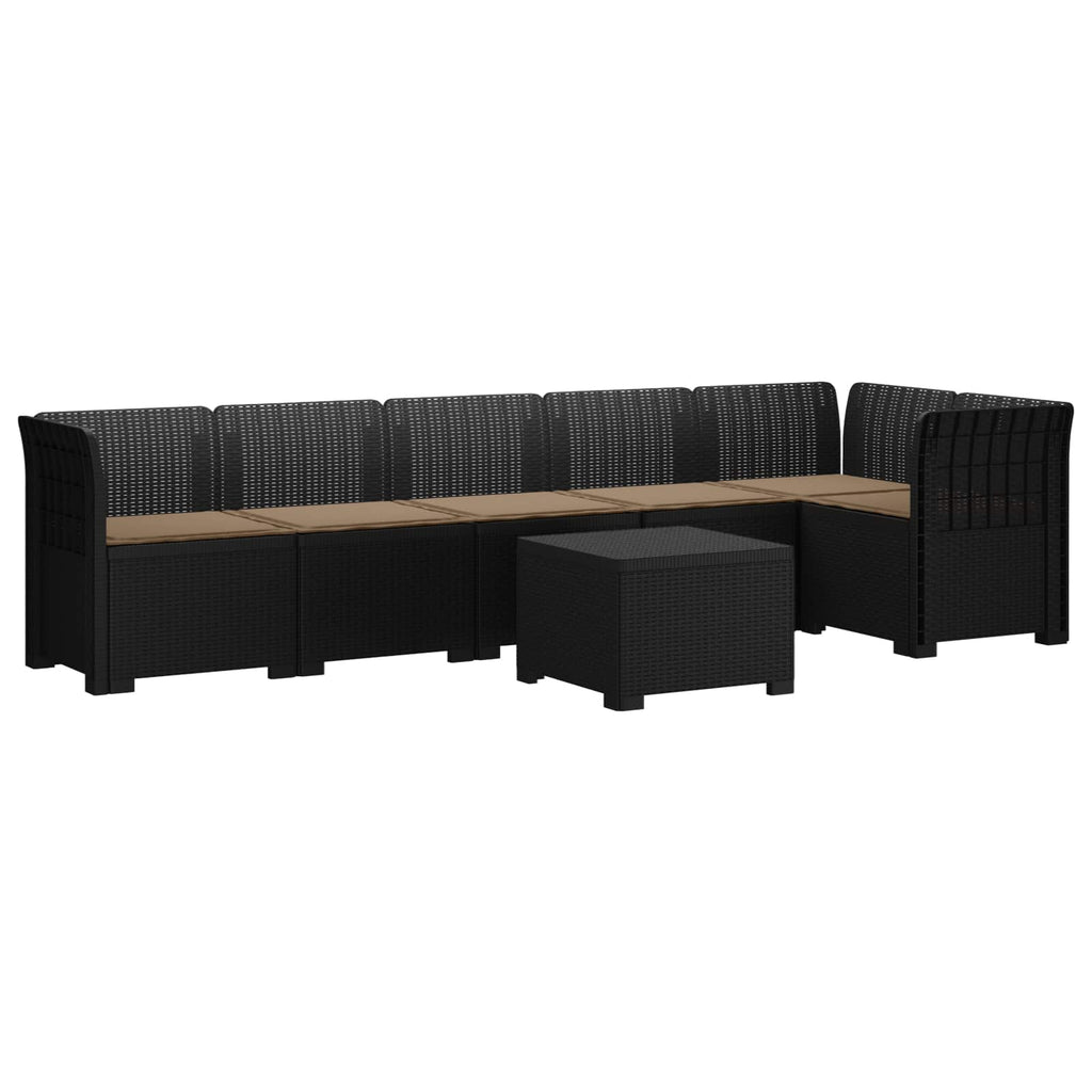 vidaXL Sofa Ogrodowa 6-osobowa z Poduszkami w Wyglądzie Rattanu PP