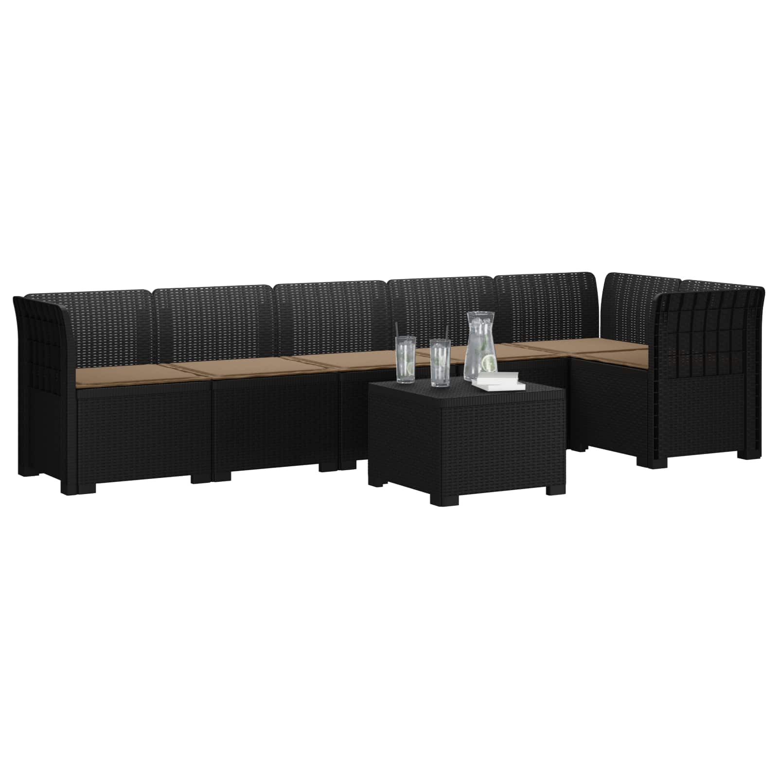 vidaXL Sofa Ogrodowa 6-osobowa z Poduszkami w Wyglądzie Rattanu PP