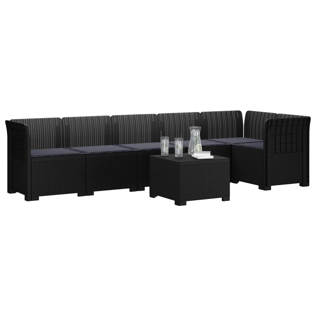 vidaXL Sofa Ogrodowa 6-osobowa z Poduszkami w Wyglądzie Rattanu PP