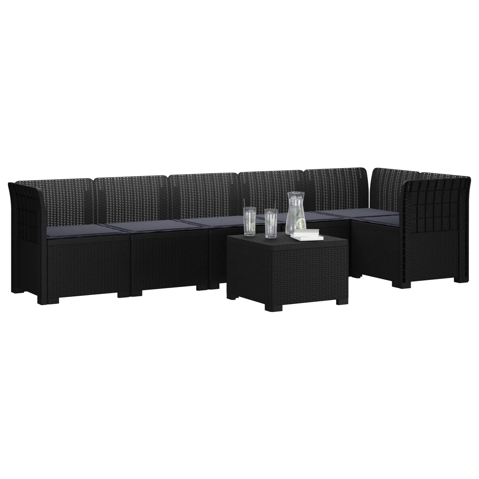 vidaXL Sofa Ogrodowa 6-osobowa z Poduszkami w Wyglądzie Rattanu PP