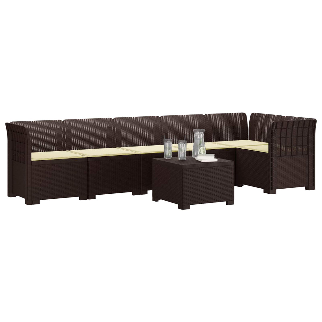 vidaXL Sofa Ogrodowa 6-osobowa z Poduszkami w Wyglądzie Rattanu PP
