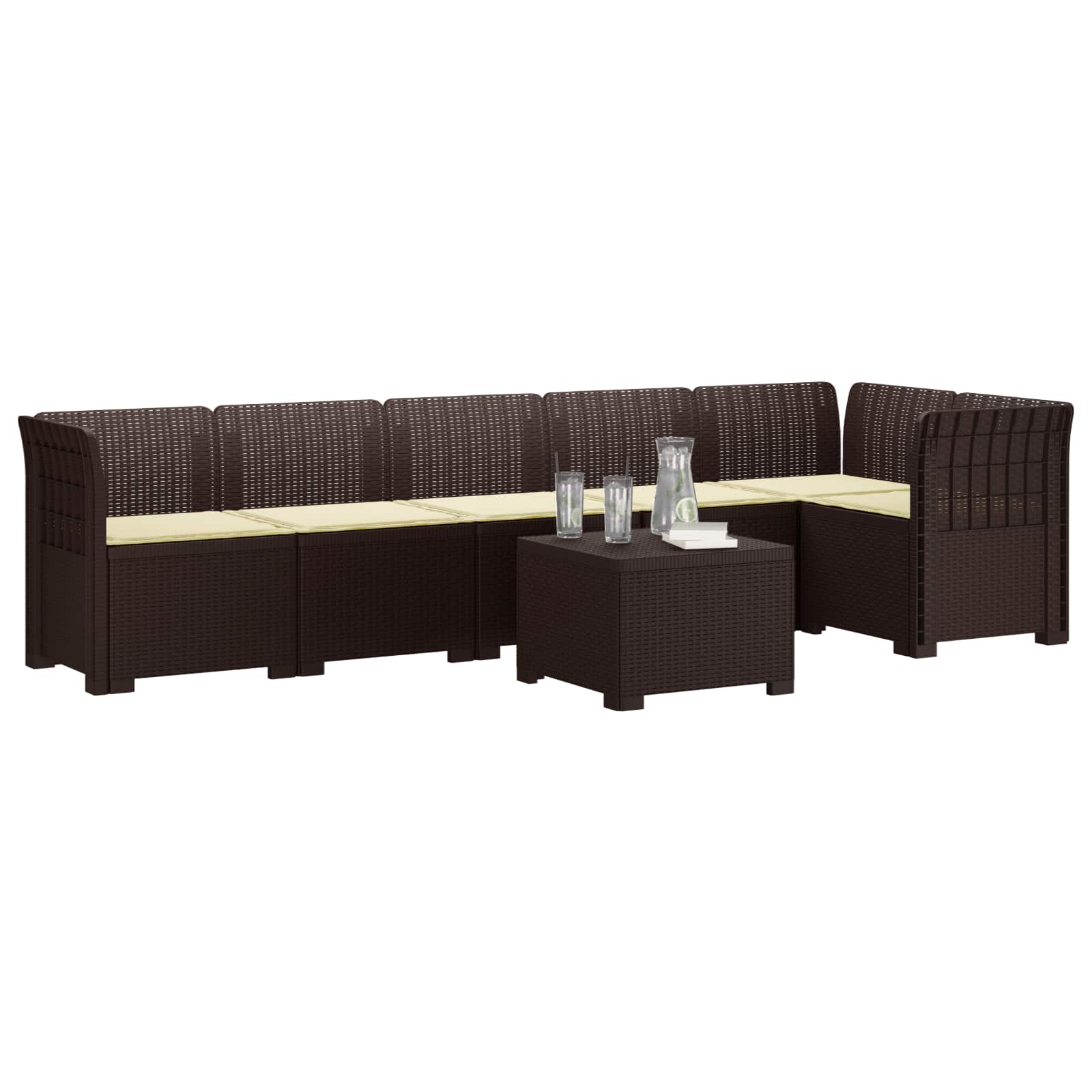 vidaXL Sofa Ogrodowa 6-osobowa z Poduszkami w Wyglądzie Rattanu PP
