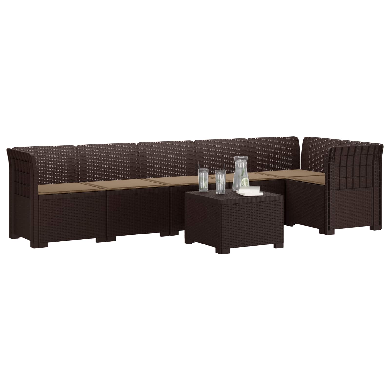 vidaXL Sofa Ogrodowa 6-osobowa z Poduszkami w Wyglądzie Rattanu PP