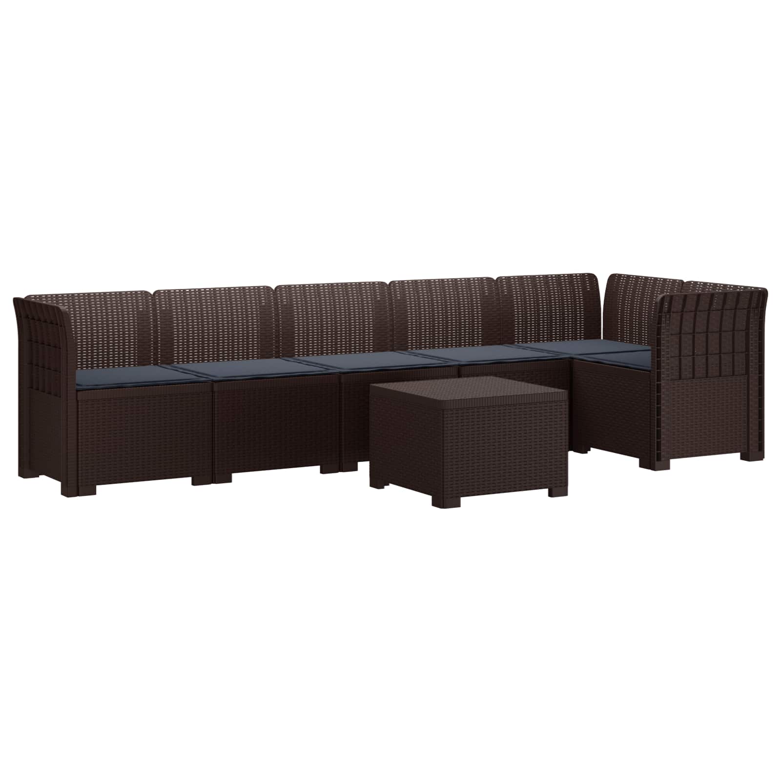 vidaXL Sofa Ogrodowa 6-osobowa z Poduszkami w Wyglądzie Rattanu PP