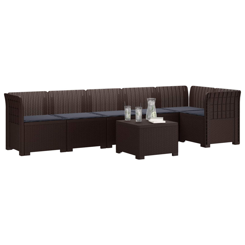 vidaXL Sofa Ogrodowa 6-osobowa z Poduszkami w Wyglądzie Rattanu PP