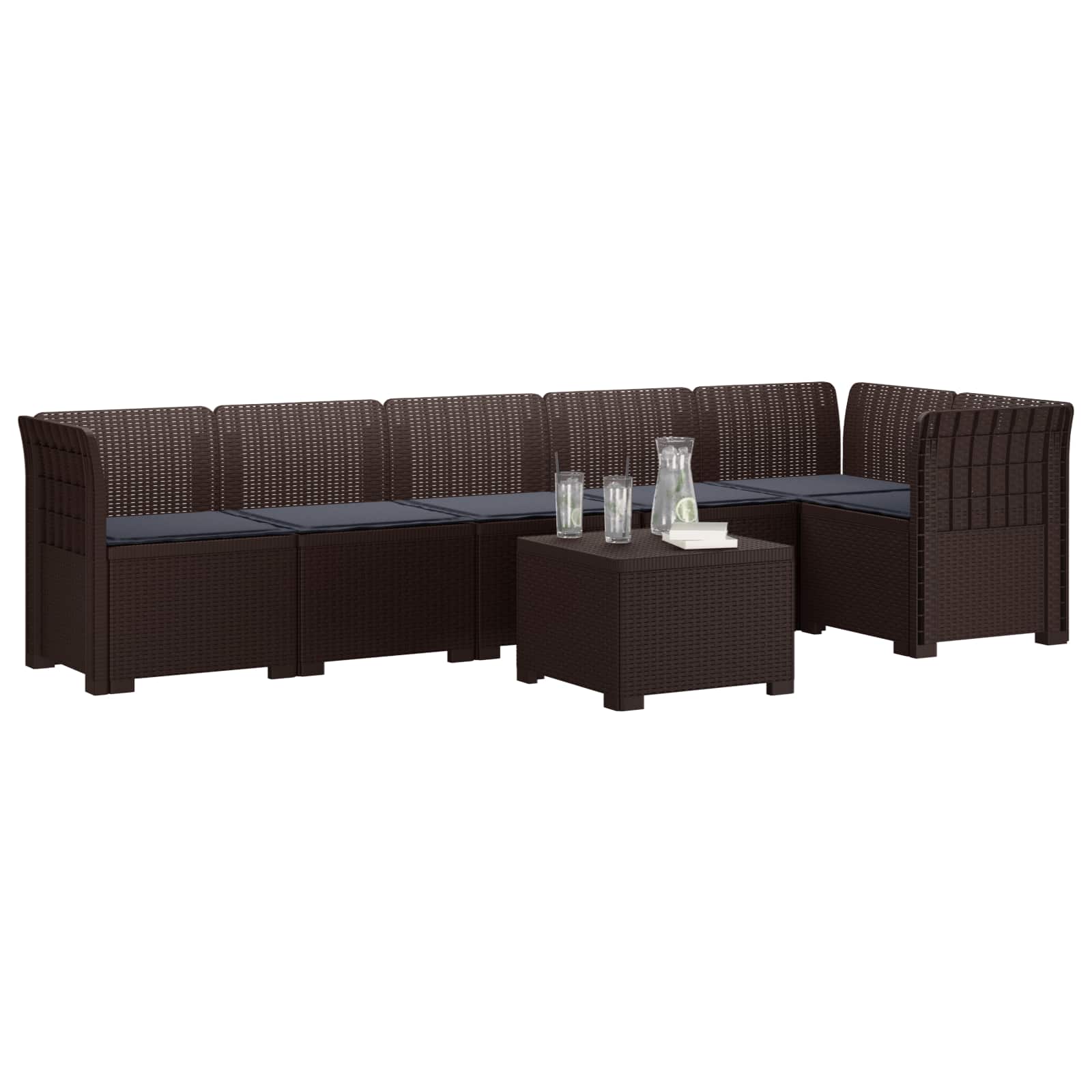 vidaXL Sofa Ogrodowa 6-osobowa z Poduszkami w Wyglądzie Rattanu PP