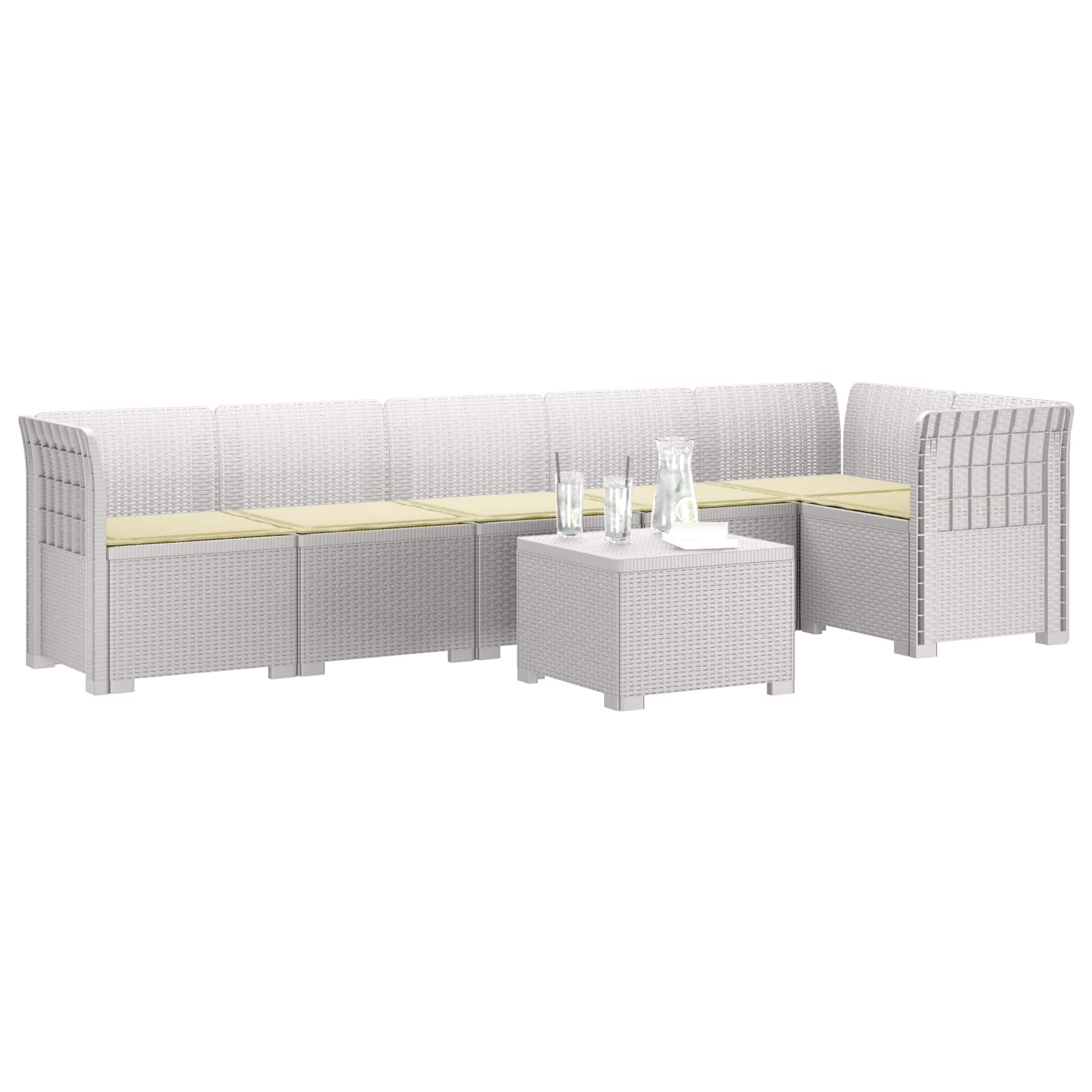 vidaXL Sofa Ogrodowa 6-osobowa z Poduszkami w Wyglądzie Rattanu PP
