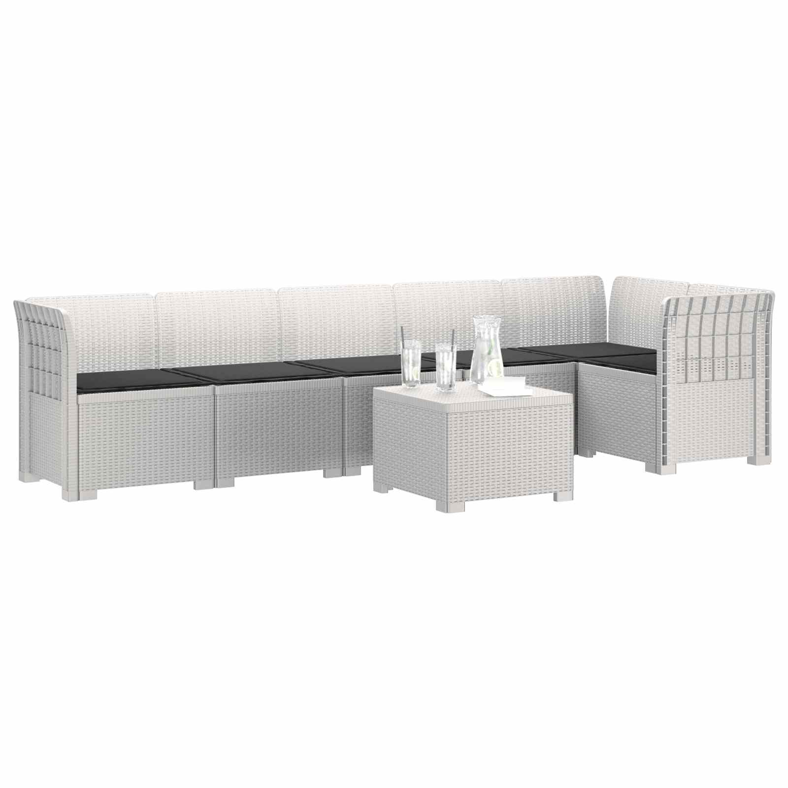 vidaXL Sofa Ogrodowa 6-osobowa z Poduszkami w Wyglądzie Rattanu PP