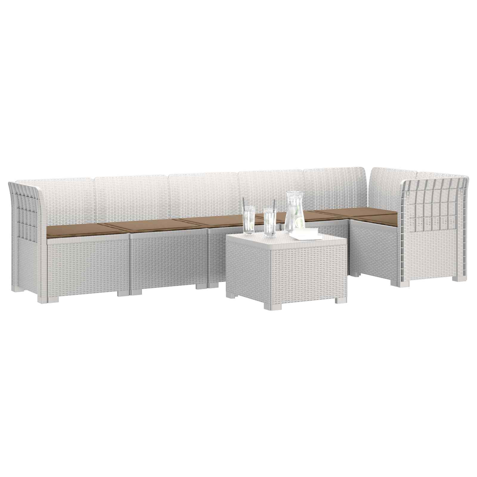 vidaXL Sofa Ogrodowa 6-osobowa z Poduszkami w Wyglądzie Rattanu PP