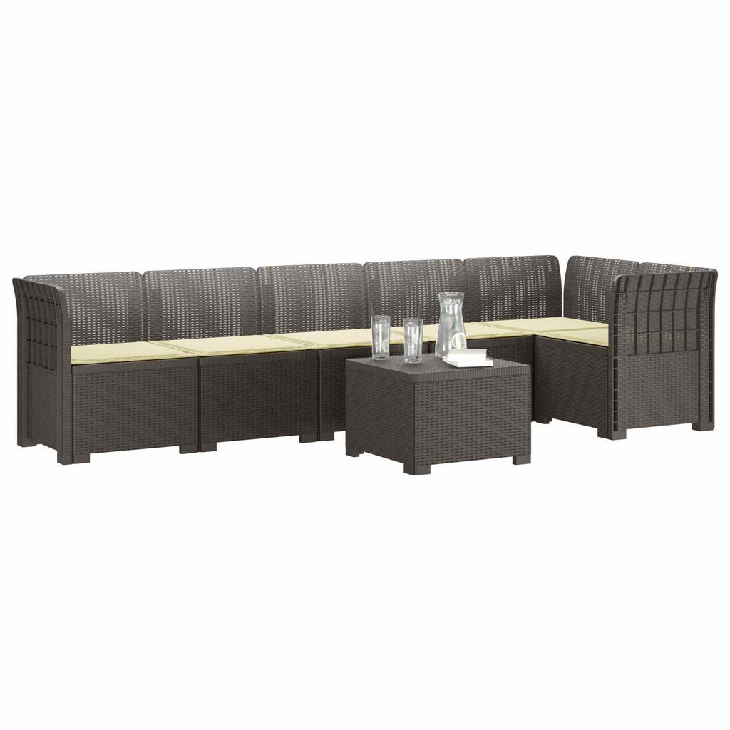 vidaXL Sofa Ogrodowa 6-osobowa z Poduszkami w Wyglądzie Rattanu PP