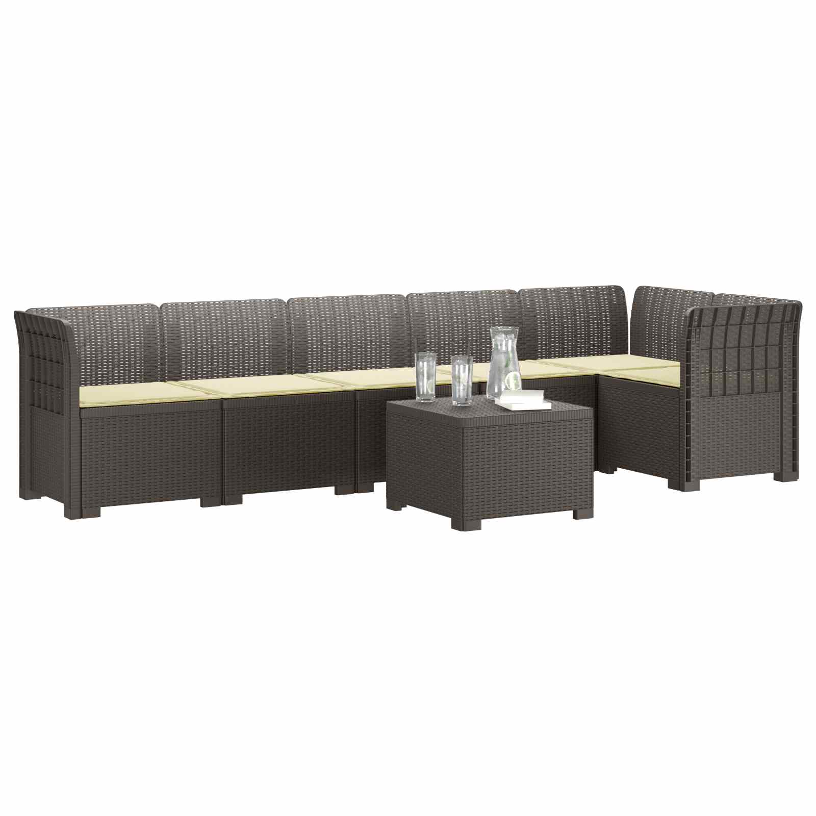 vidaXL Sofa Ogrodowa 6-osobowa z Poduszkami w Wyglądzie Rattanu PP