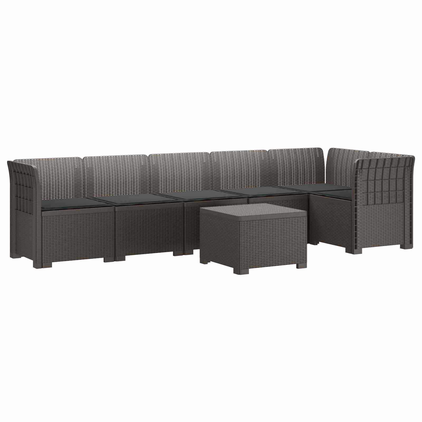 vidaXL Sofa Ogrodowa 6-osobowa z Poduszkami w Wyglądzie Rattanu PP