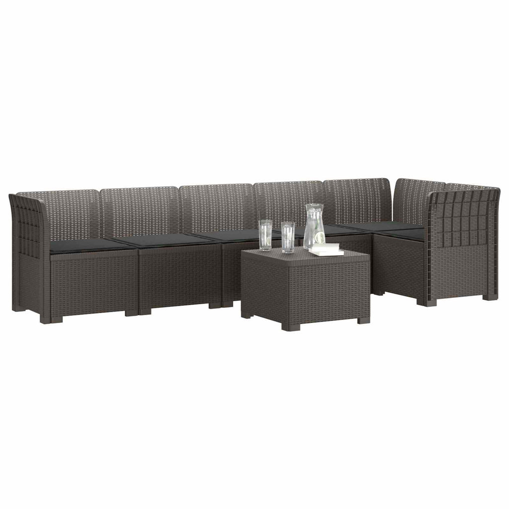 vidaXL Sofa Ogrodowa 6-osobowa z Poduszkami w Wyglądzie Rattanu PP