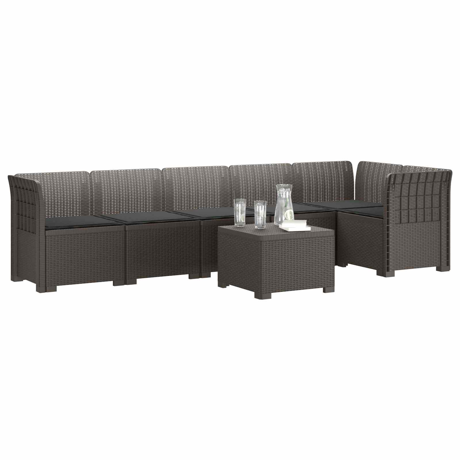 vidaXL Sofa Ogrodowa 6-osobowa z Poduszkami w Wyglądzie Rattanu PP