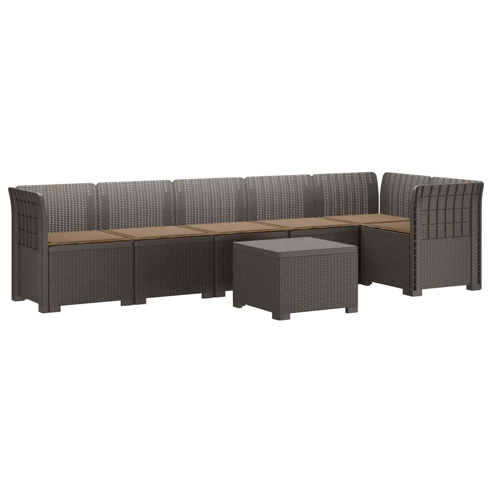 vidaXL Sofa Ogrodowa 6-osobowa z Poduszkami w Wyglądzie Rattanu PP