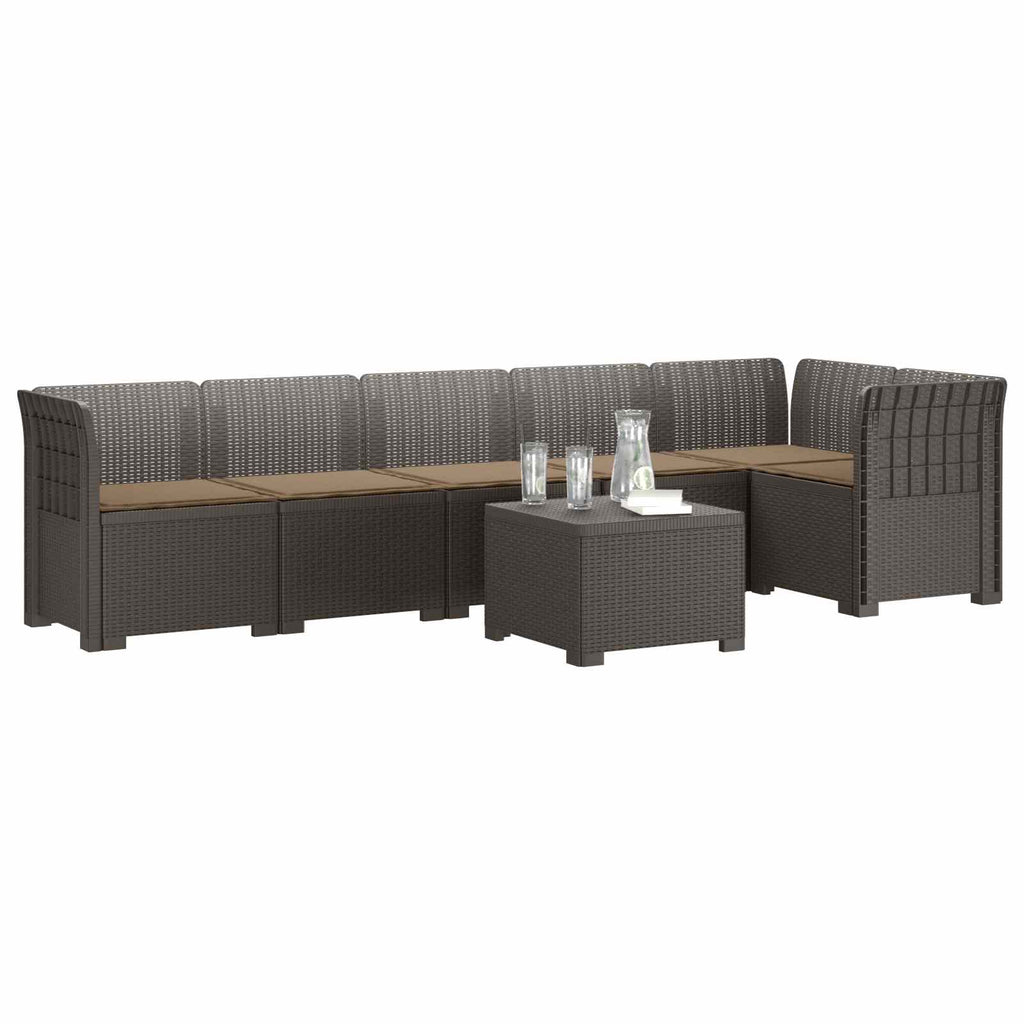 vidaXL Sofa Ogrodowa 6-osobowa z Poduszkami w Wyglądzie Rattanu PP