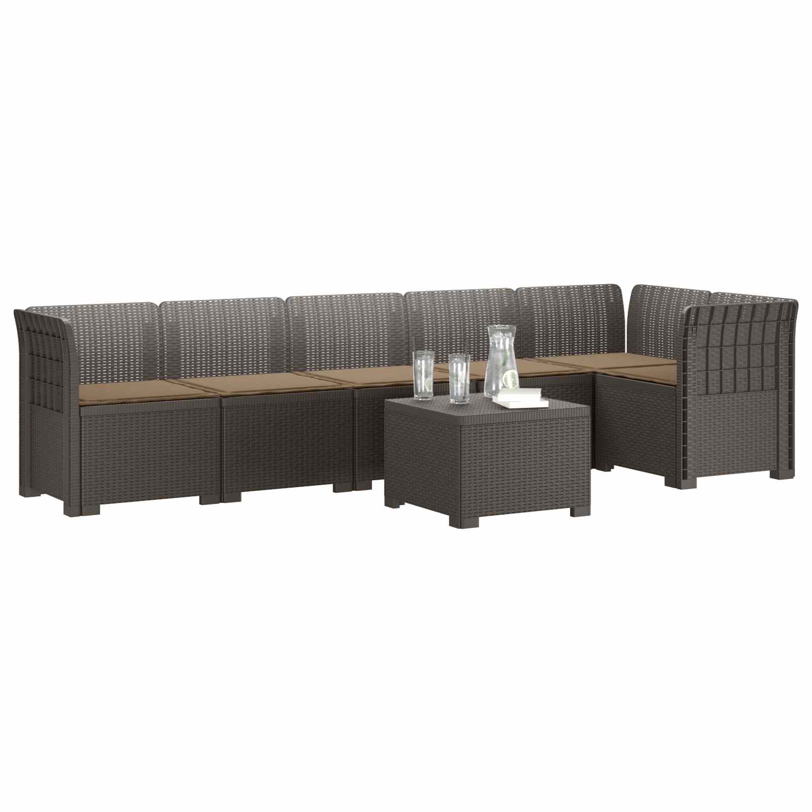 vidaXL Sofa Ogrodowa 6-osobowa z Poduszkami w Wyglądzie Rattanu PP