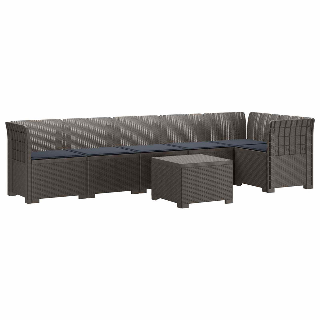 vidaXL Sofa Ogrodowa 6-osobowa z Poduszkami w Wyglądzie Rattanu PP