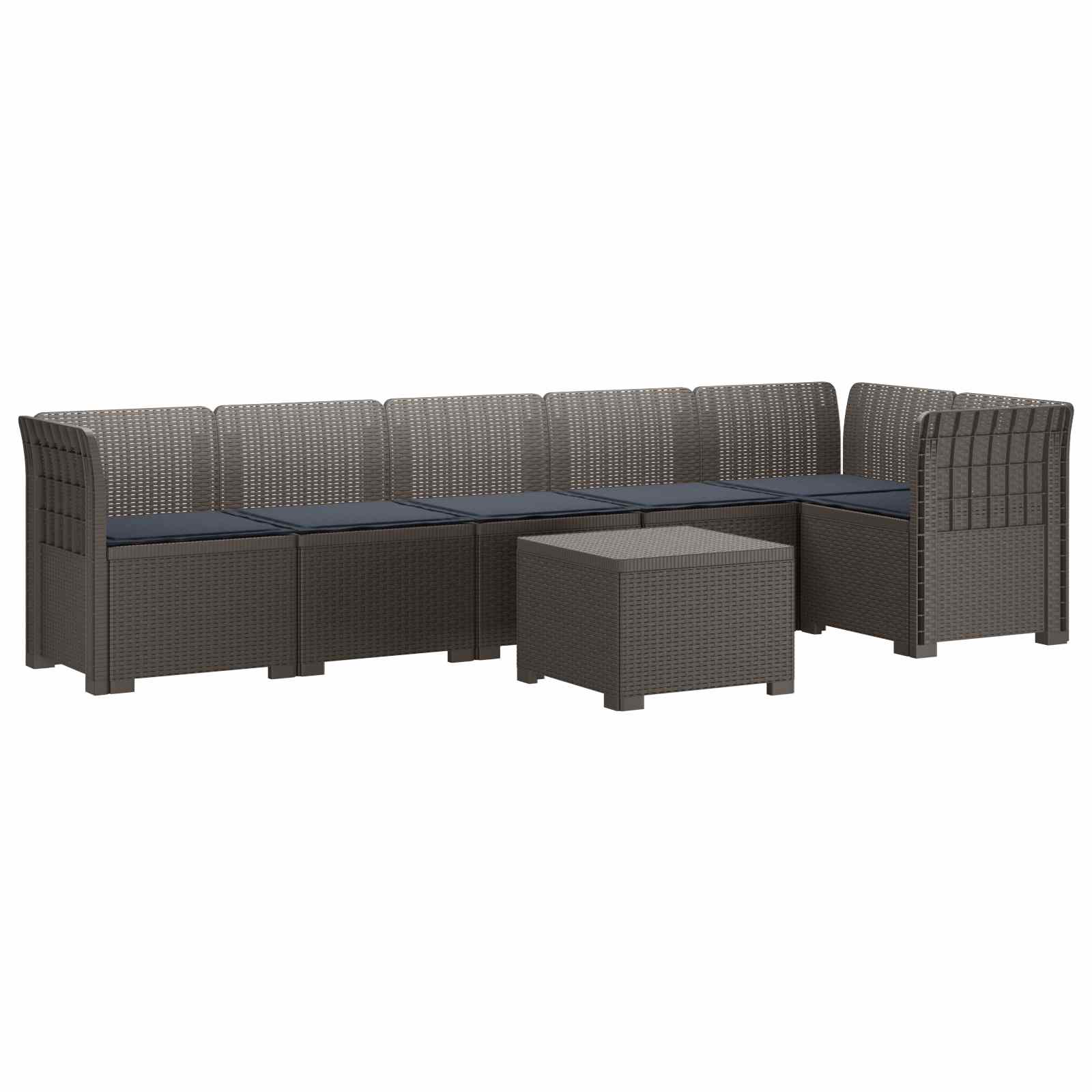 vidaXL Sofa Ogrodowa 6-osobowa z Poduszkami w Wyglądzie Rattanu PP