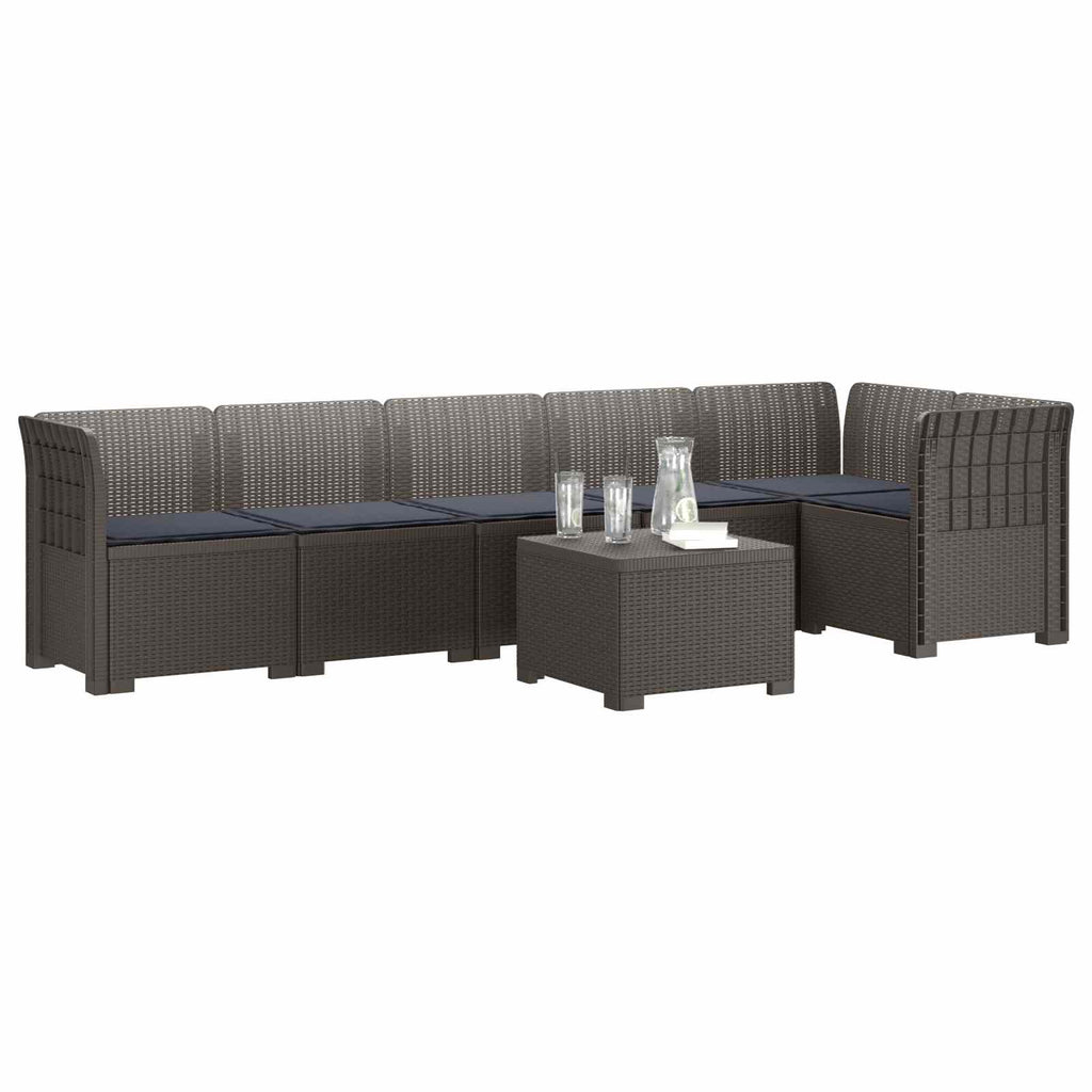 vidaXL Sofa Ogrodowa 6-osobowa z Poduszkami w Wyglądzie Rattanu PP
