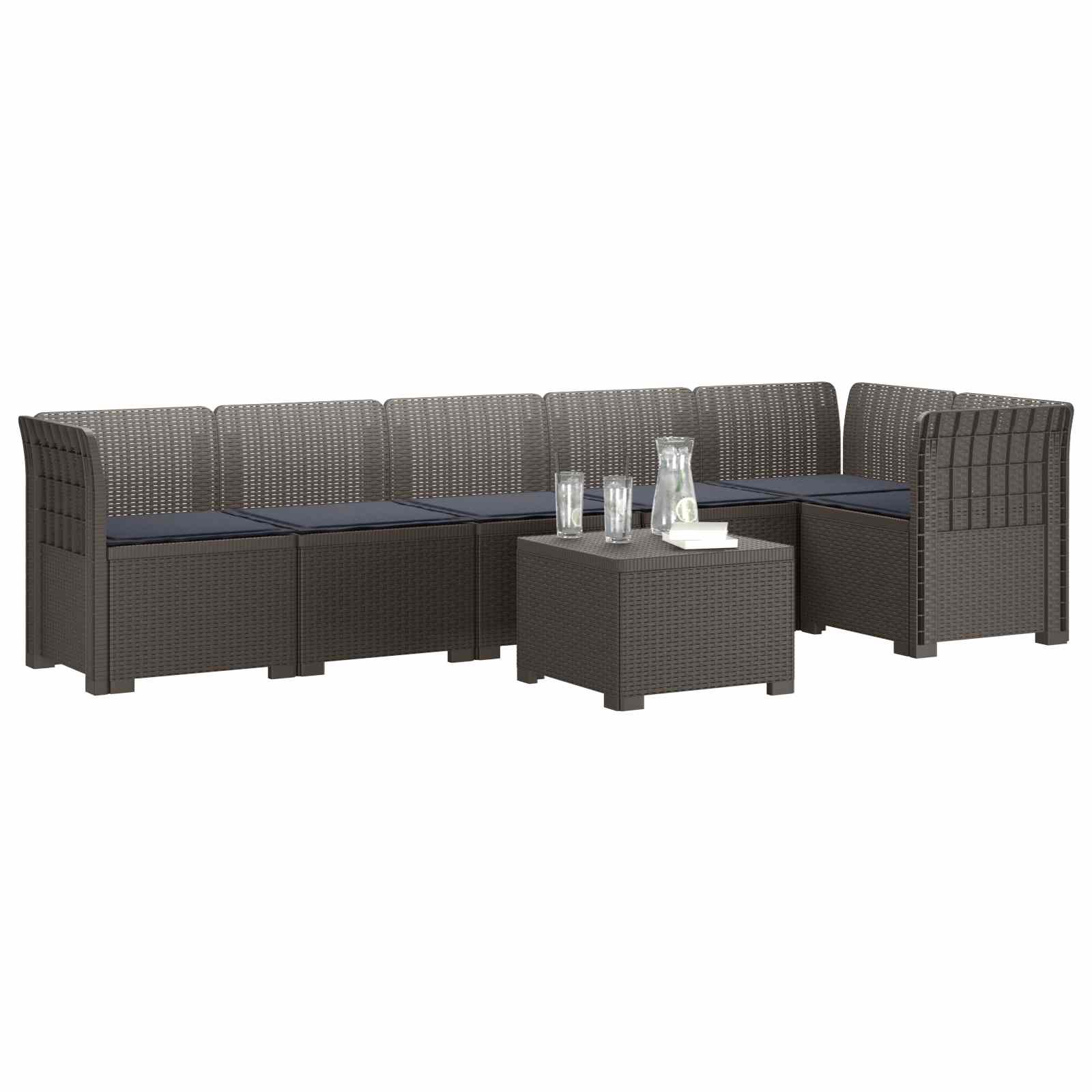 vidaXL Sofa Ogrodowa 6-osobowa z Poduszkami w Wyglądzie Rattanu PP