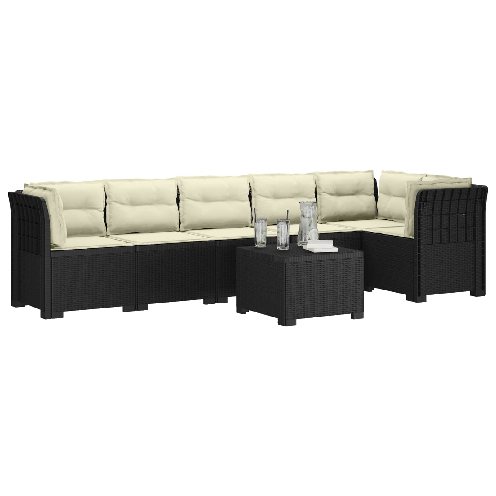 vidaXL Sofa Ogrodowa 6-osobowa z Poduszkami w Wyglądzie Rattanu PP