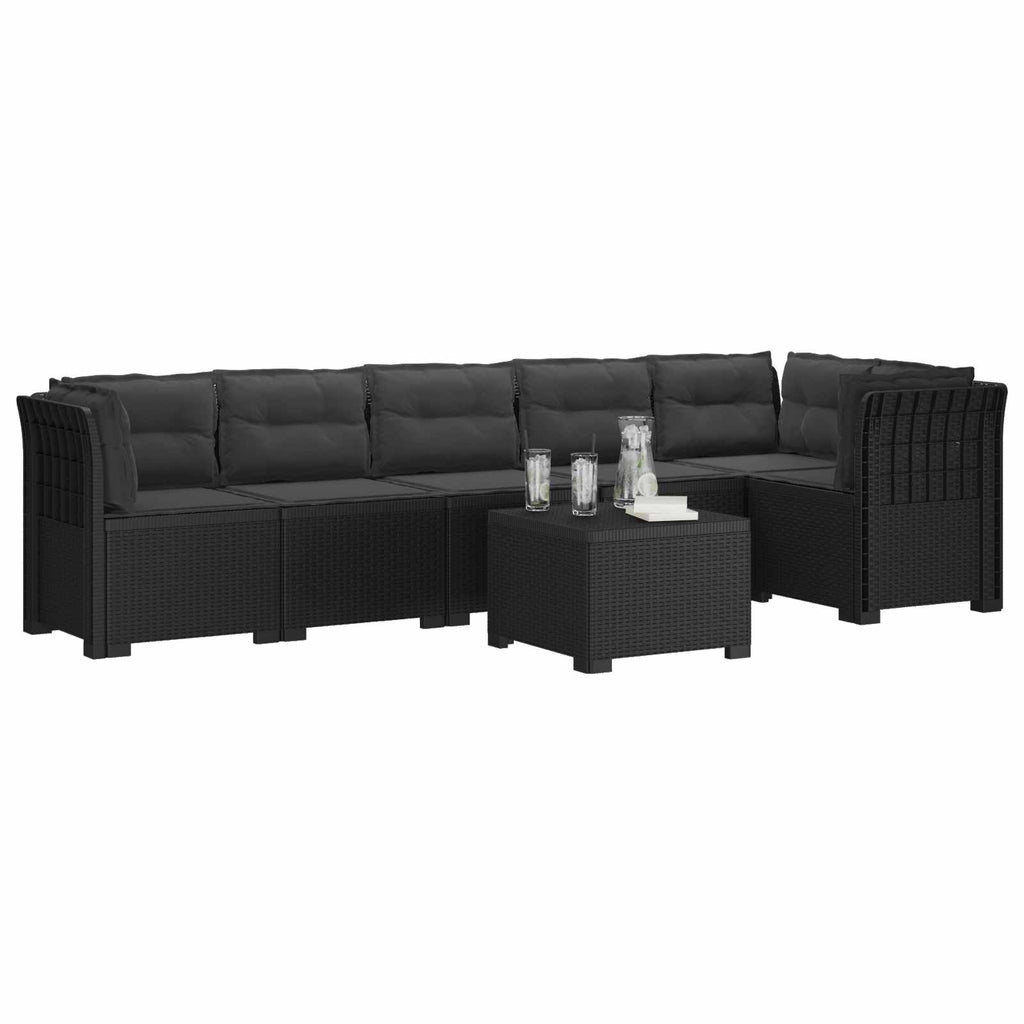 vidaXL Sofa Ogrodowa 6-osobowa z Poduszkami w Wyglądzie Rattanu PP