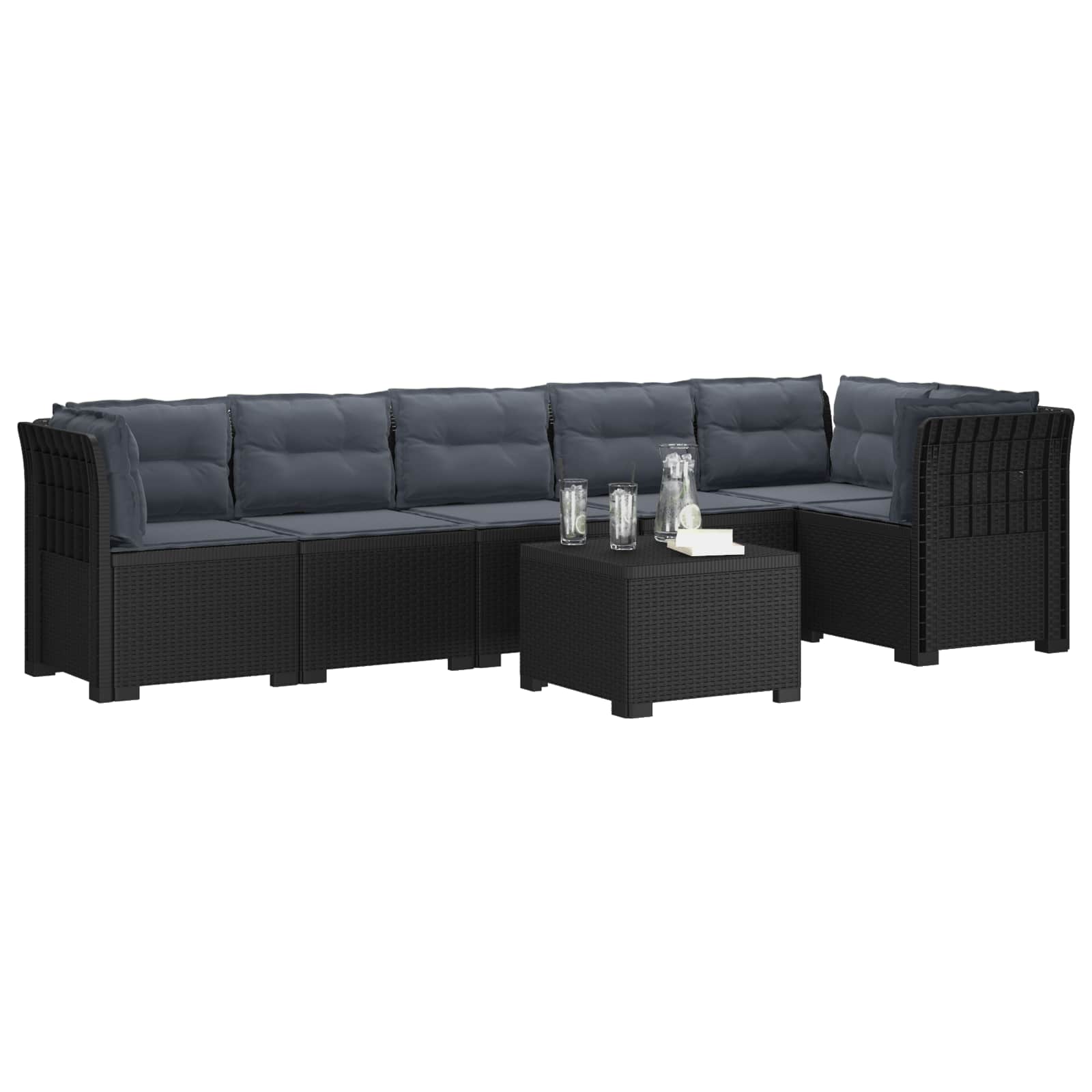 vidaXL Sofa Ogrodowa 6-osobowa z Poduszkami w Wyglądzie Rattanu PP