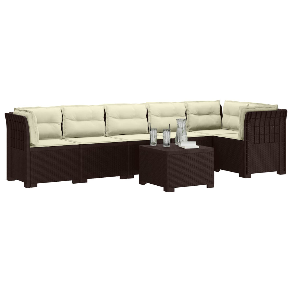 vidaXL Sofa Ogrodowa 6-osobowa z Poduszkami w Wyglądzie Rattanu PP