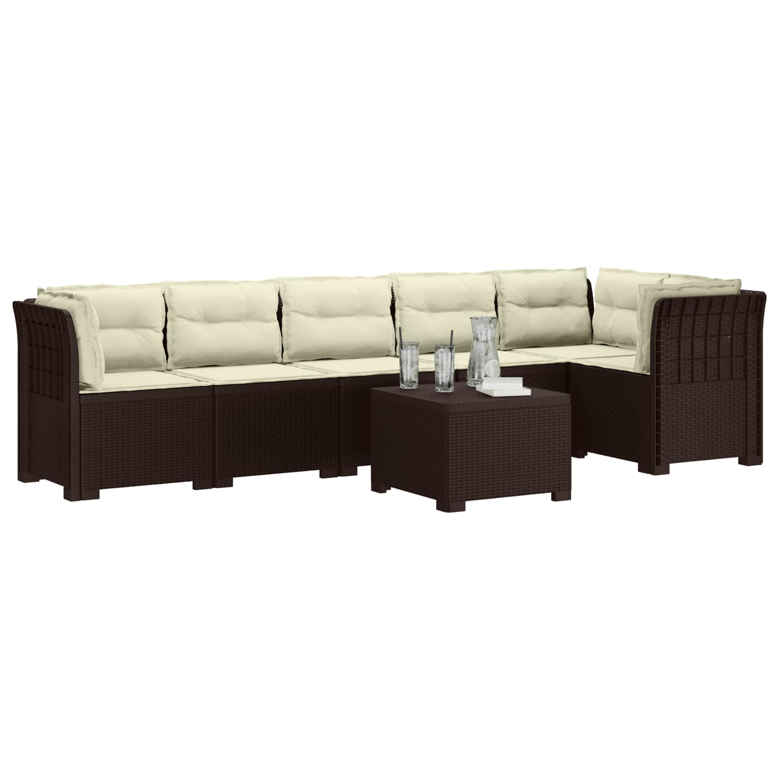 vidaXL Sofa Ogrodowa 6-osobowa z Poduszkami w Wyglądzie Rattanu PP