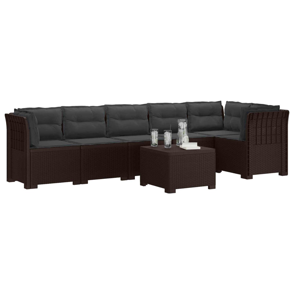vidaXL Sofa Ogrodowa 6-osobowa z Poduszkami w Wyglądzie Rattanu PP