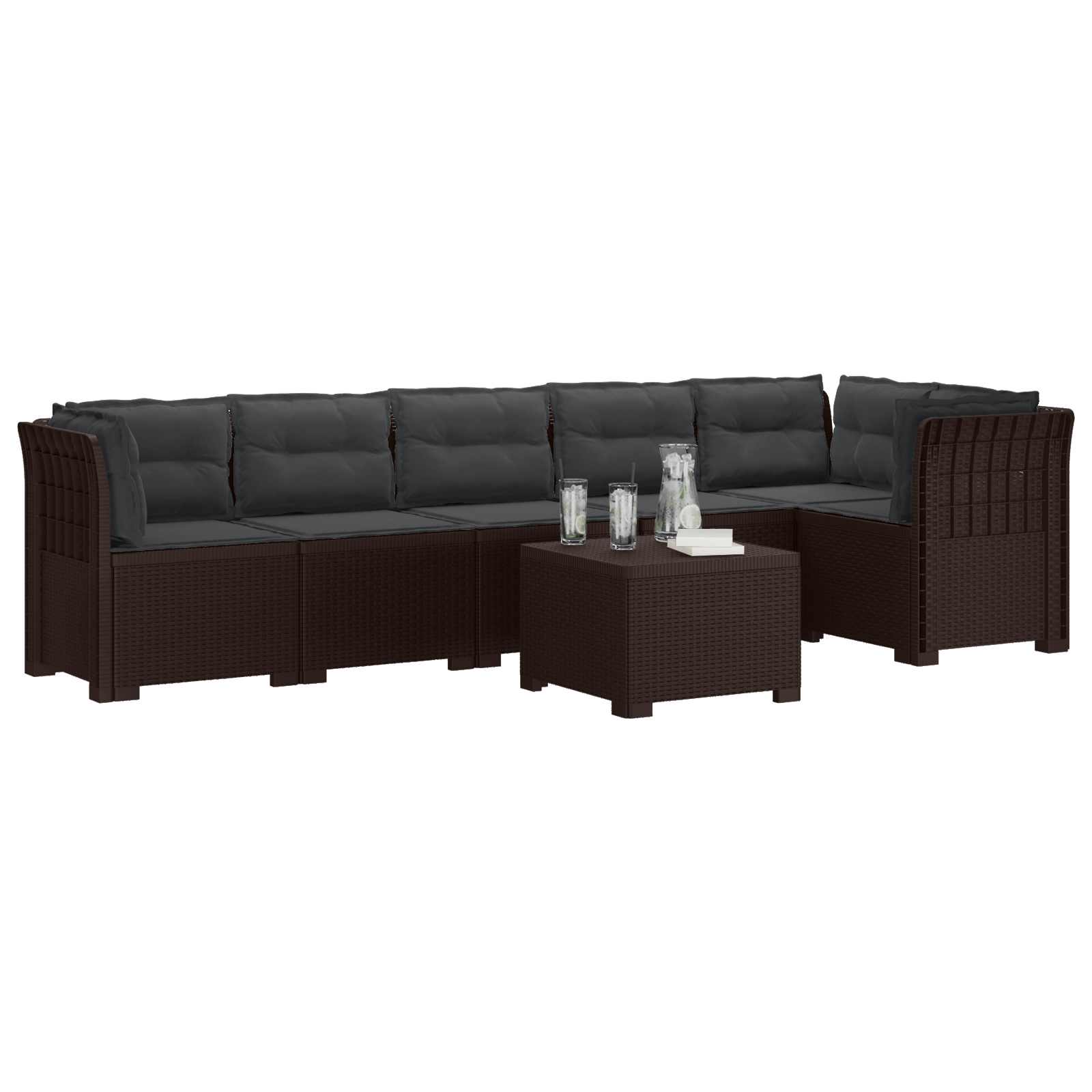 vidaXL Sofa Ogrodowa 6-osobowa z Poduszkami w Wyglądzie Rattanu PP