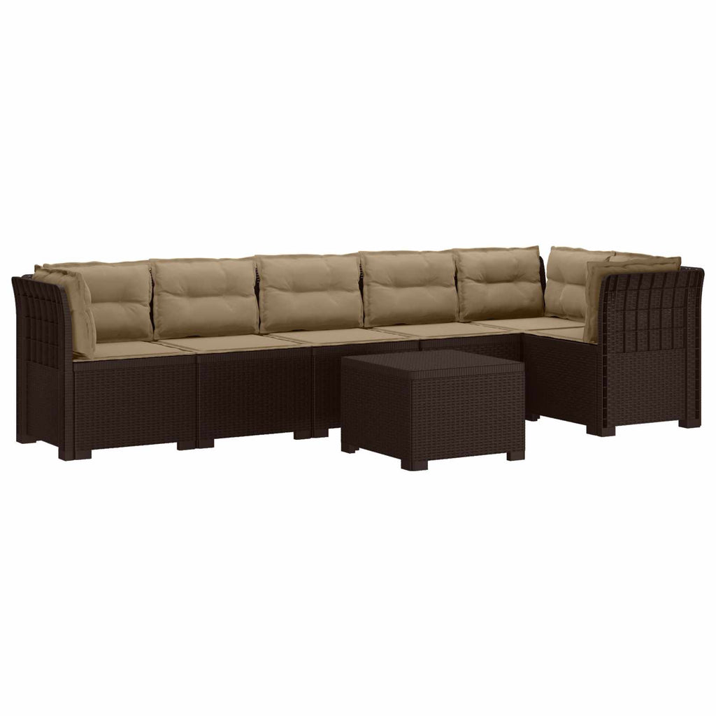 vidaXL Sofa Ogrodowa 6-osobowa z Poduszkami w Wyglądzie Rattanu PP